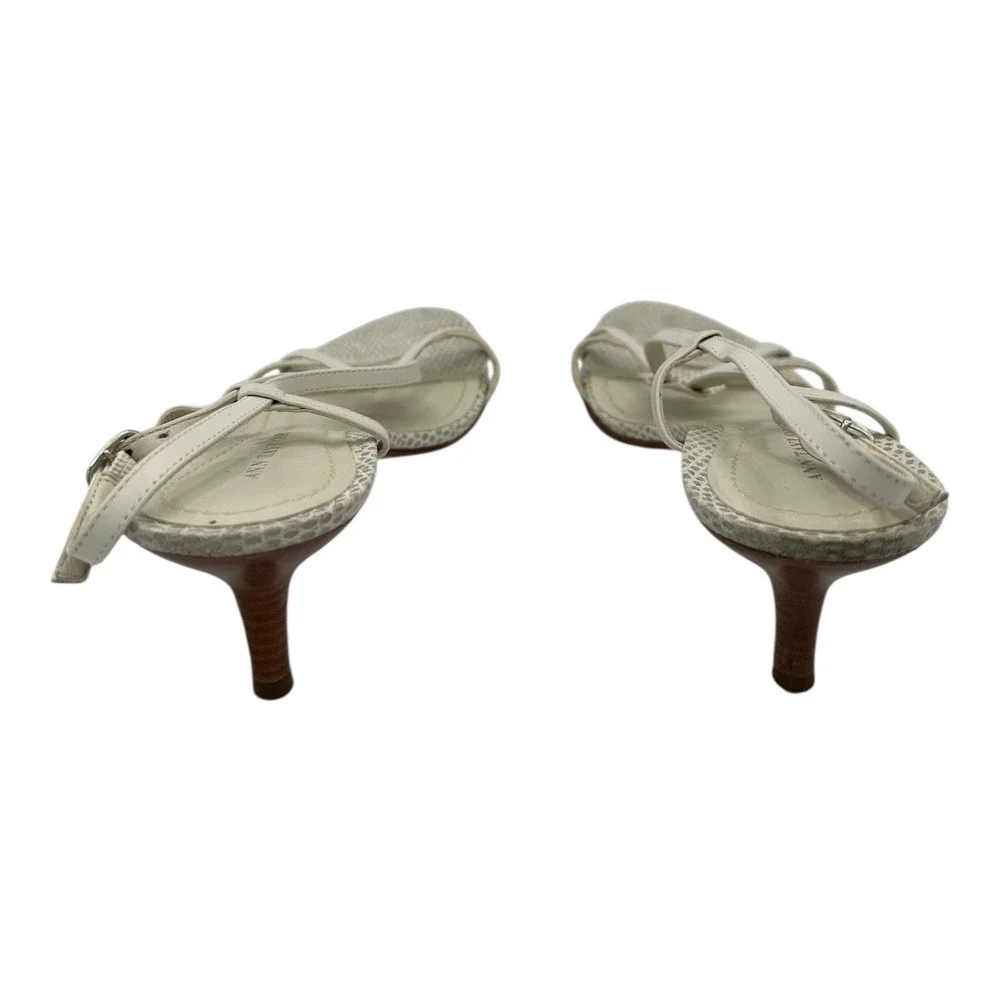 Ann Taylor Womens White Snakeskin Strappy Kitten Heel Sandals Size 7.5M